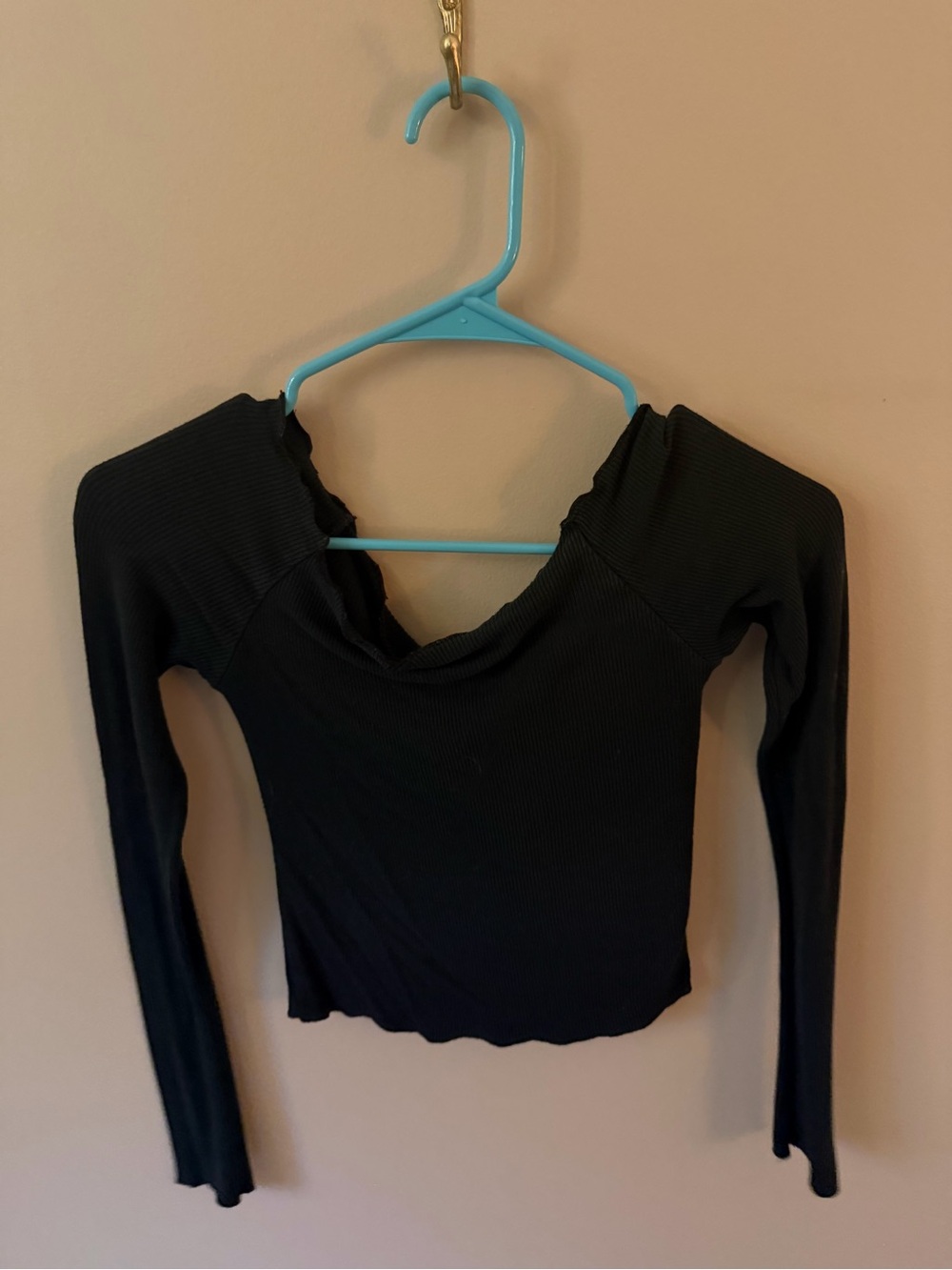 Brandy Melville Black Ribbed Long-Sleeve Women's Top